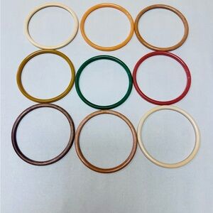 Vintage Lot of 9 Bakelite Multi Colors Wrist Bangles MCM Old Retro Style Funky